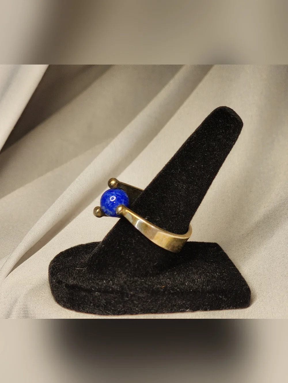 Sterling Silver Blue Lapis Orb Ring   Sz 7.25